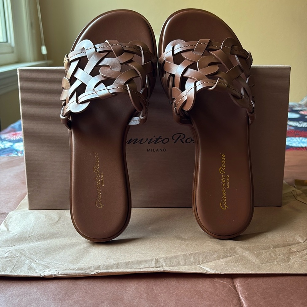 🤎🌟🤎 Gianvito Rossi Brown Sandals with Intricate Cut-Out Design 🤎🌟🤎 - Picture 2 of 16